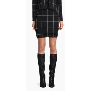 Saks Fifth Avenue Toccin Sinclair Windowpane Miniskirt Black Large Knit $275